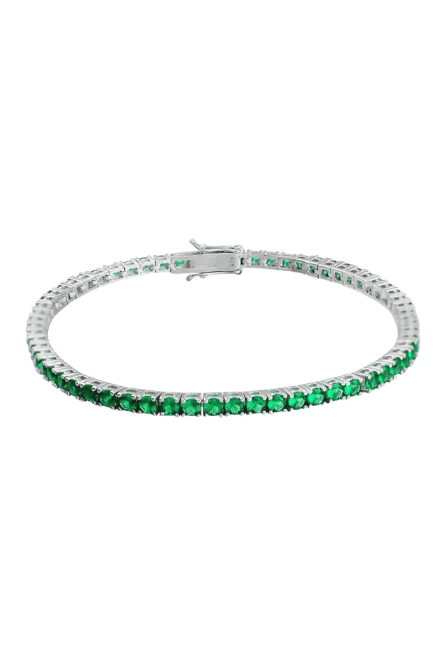 Bratara tennis colorata verde smarald, argint, cu pietre, Efyra