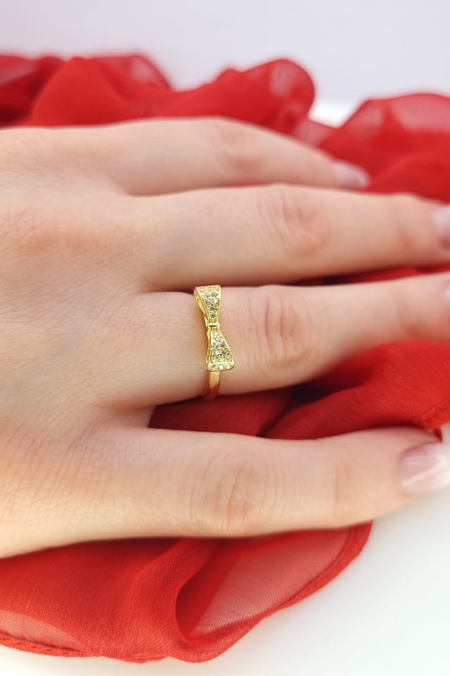 Inel fundita argint, placat cu aur, reglabil, cu pietre, Delicate, Efyra