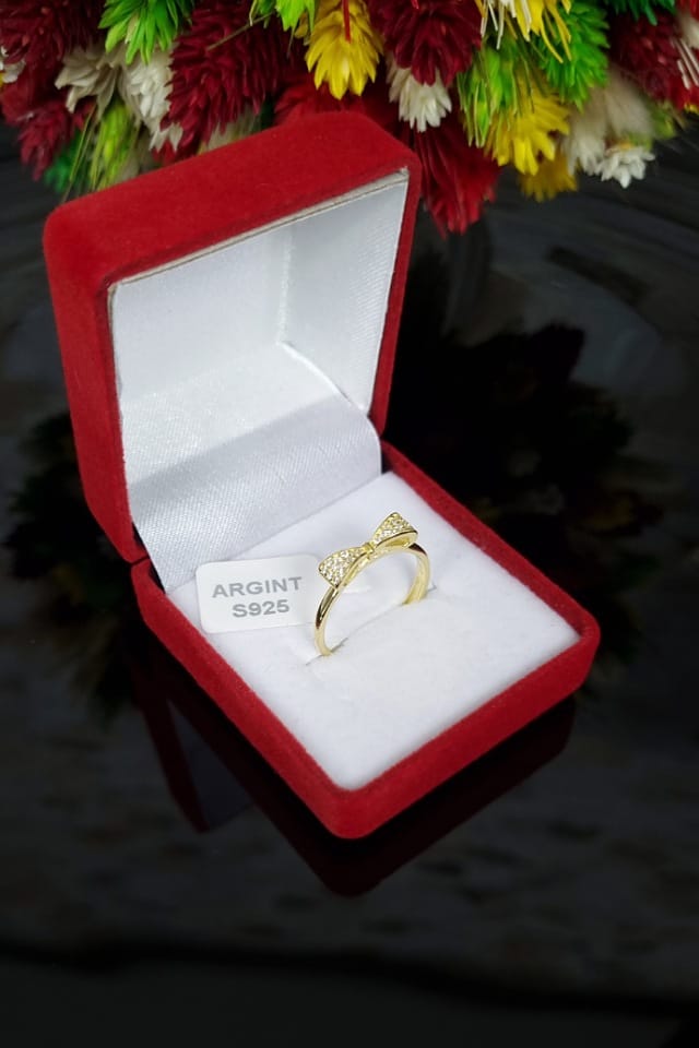 Inel fundita argint, placat cu aur, reglabil, cu pietre, Delicate, Efyra