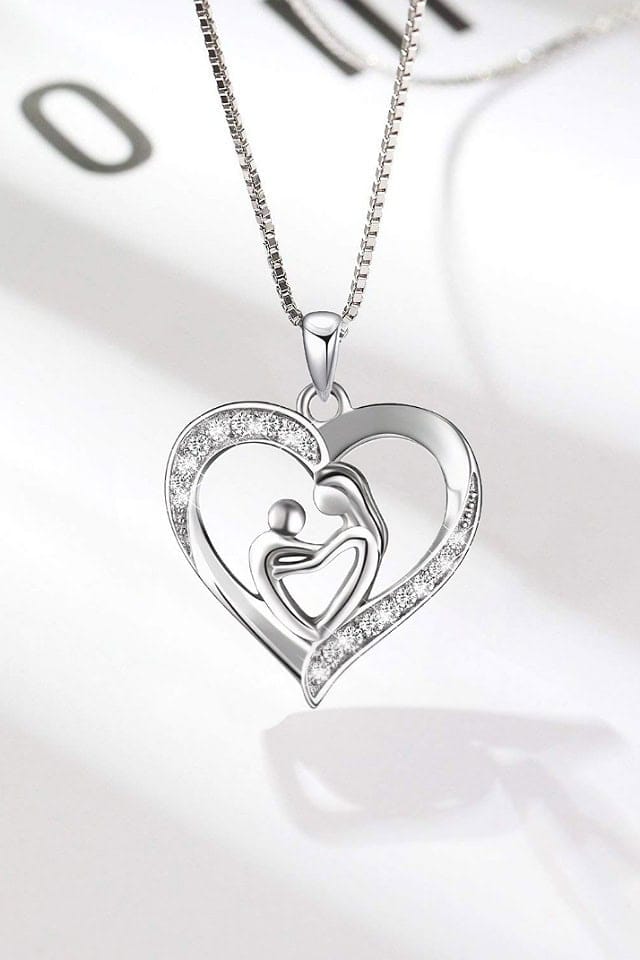 Colier Mama si copilul imbratisati, argint cu pietre, Efyra