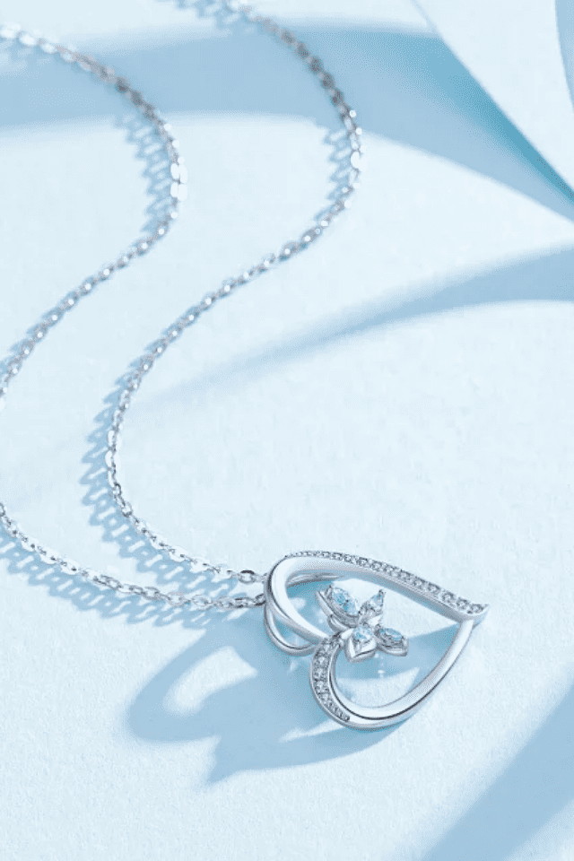 Colier fluture albastru, argint cu pietre, Blue Butterfly, Efyra