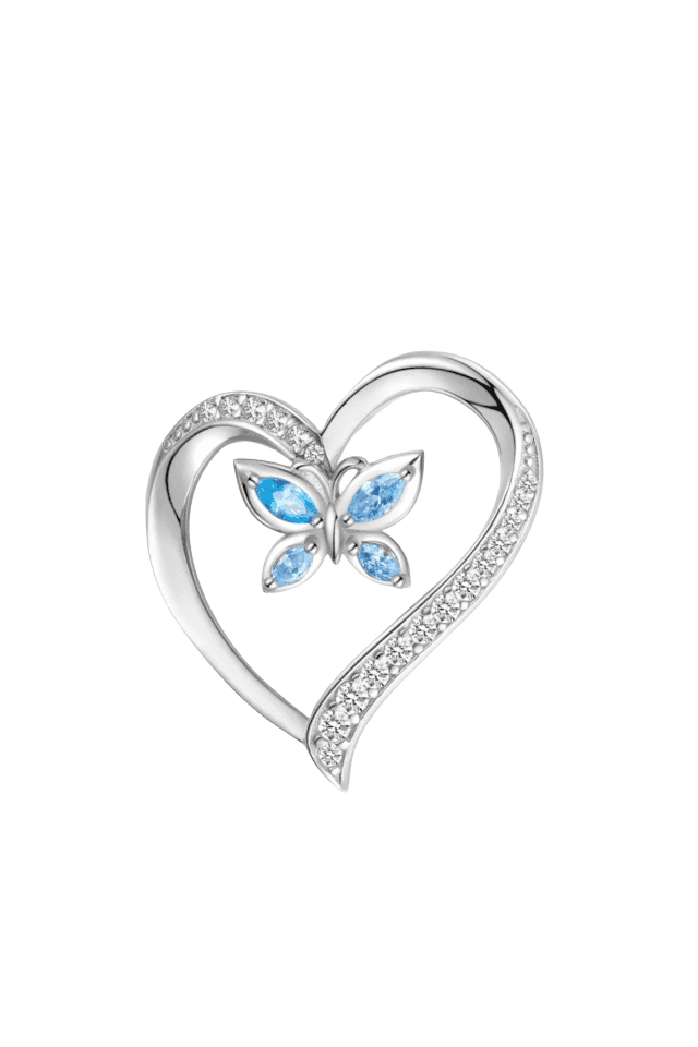 Colier fluture albastru, argint cu pietre, Blue Butterfly, Efyra