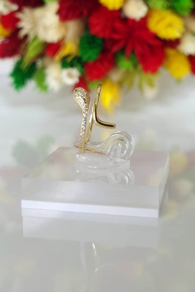 Inel sarpe argint reglabil placat cu aur Gold Snake, Efyra