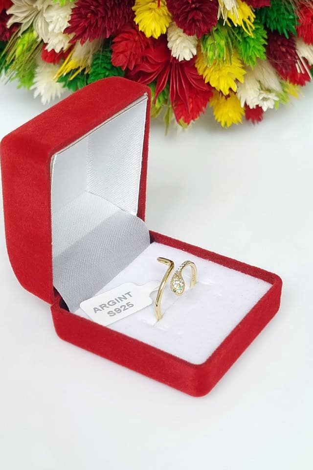Inel sarpe argint reglabil placat cu aur Gold Snake, Efyra