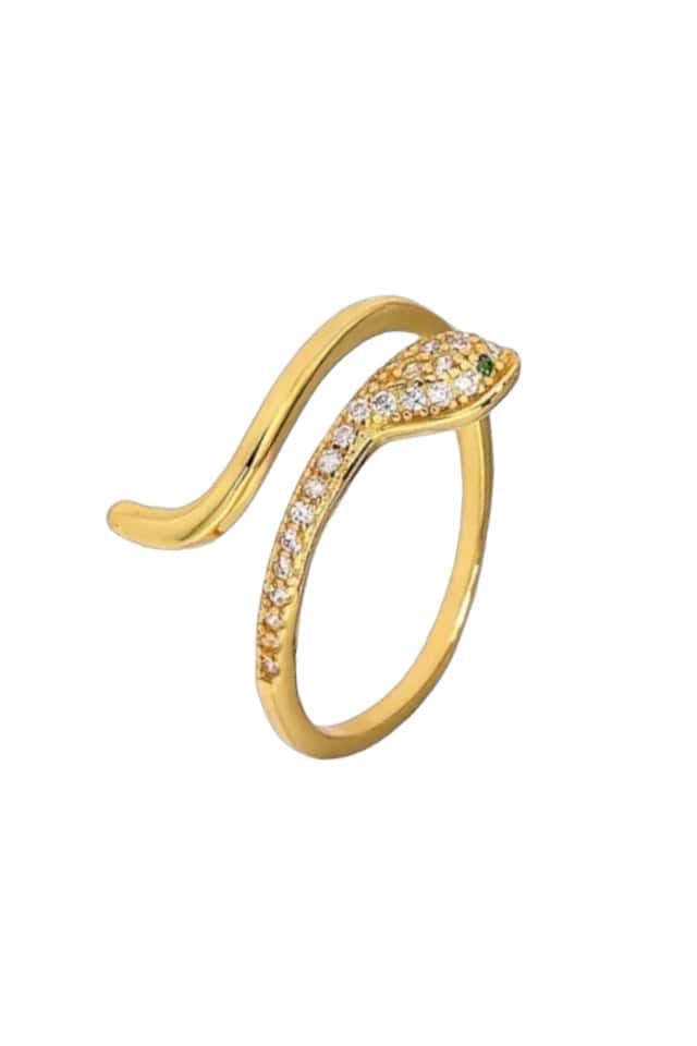 Inel sarpe argint reglabil placat cu aur Gold Snake, Efyra