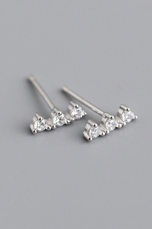 Cercei argint mici, cu pietre albe, cu surub, Silver White I, Efyra