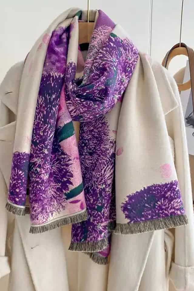 Esarfa casmir femei mov eleganta, colorata, Efyra