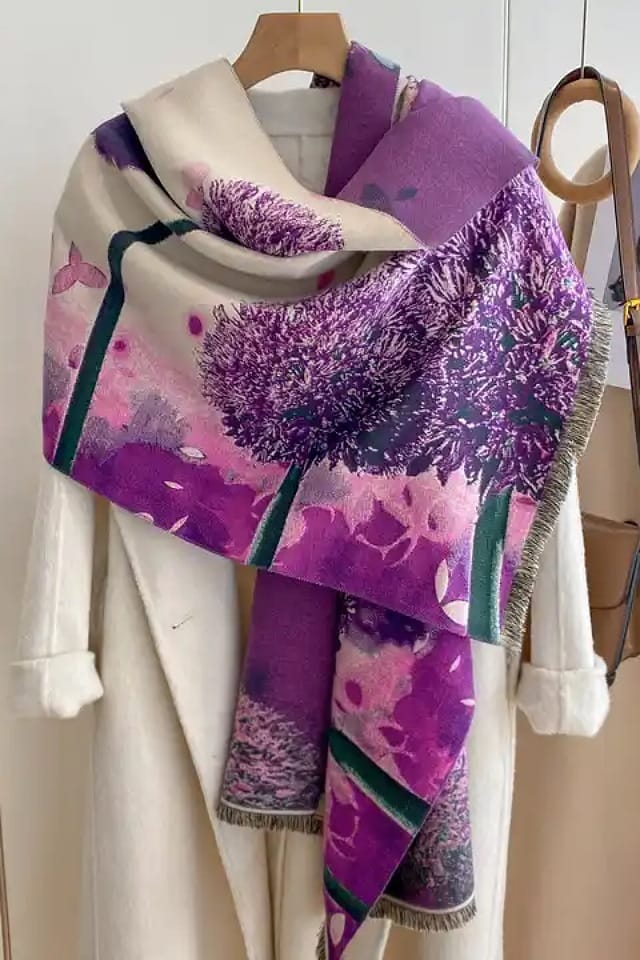 Esarfa casmir femei mov eleganta, colorata, Efyra