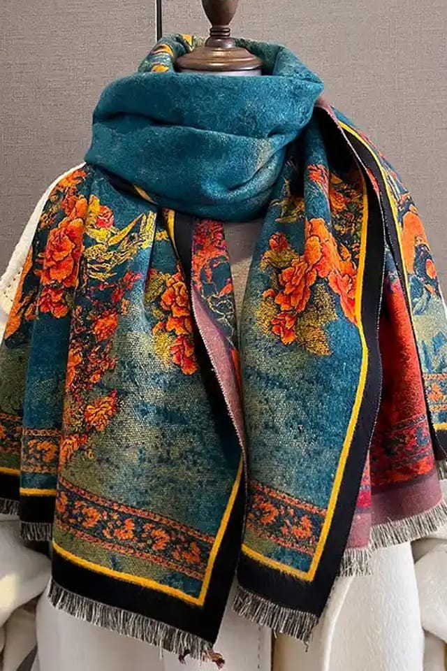 Esarfa casmir femei imprimeu Paun si Flori, Efyra