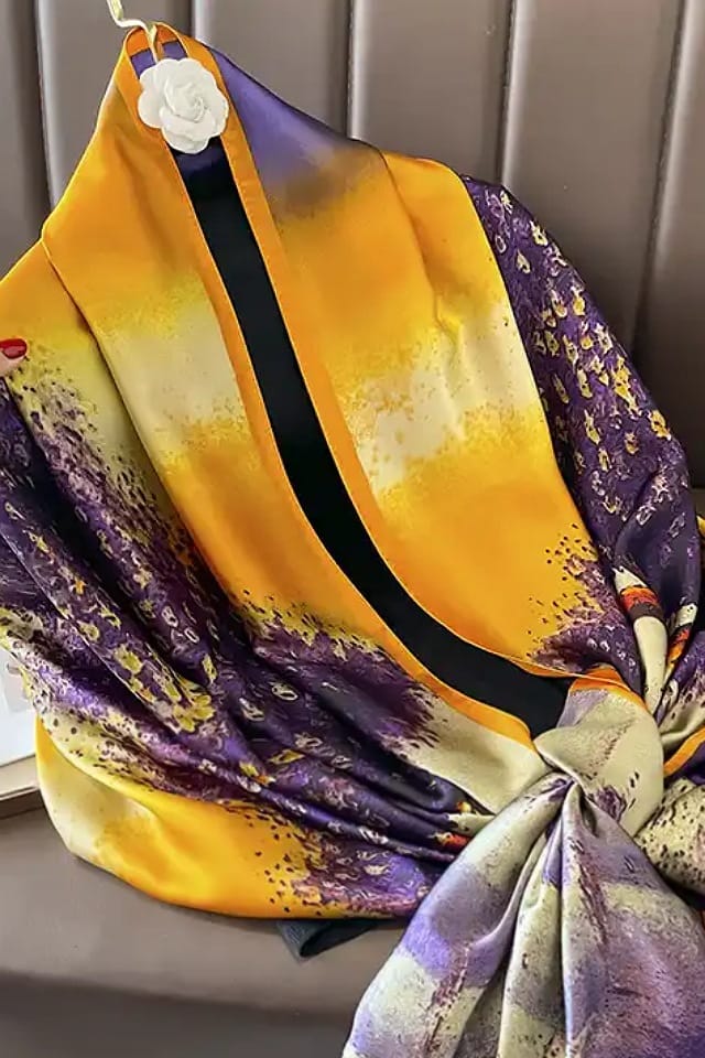 Esarfa matase femei mov portocaliu, Efyra