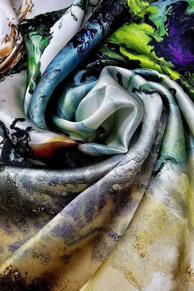 Esarfa matase naturala femei Ballerina, patrata, 66x66 cm, Efyra