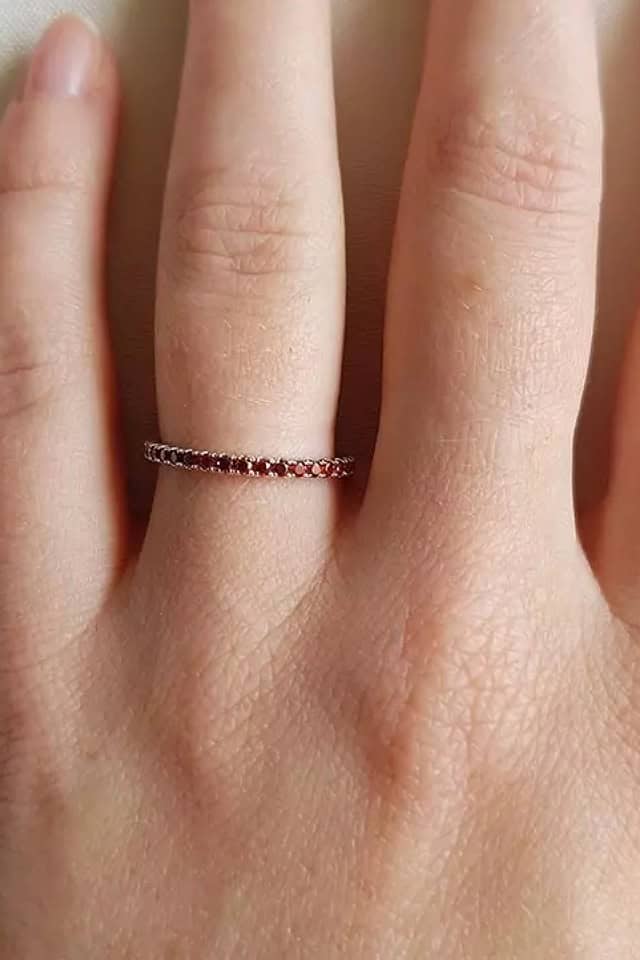 Inel tennis argint cu pietre colorate roz fucsia, Efyra