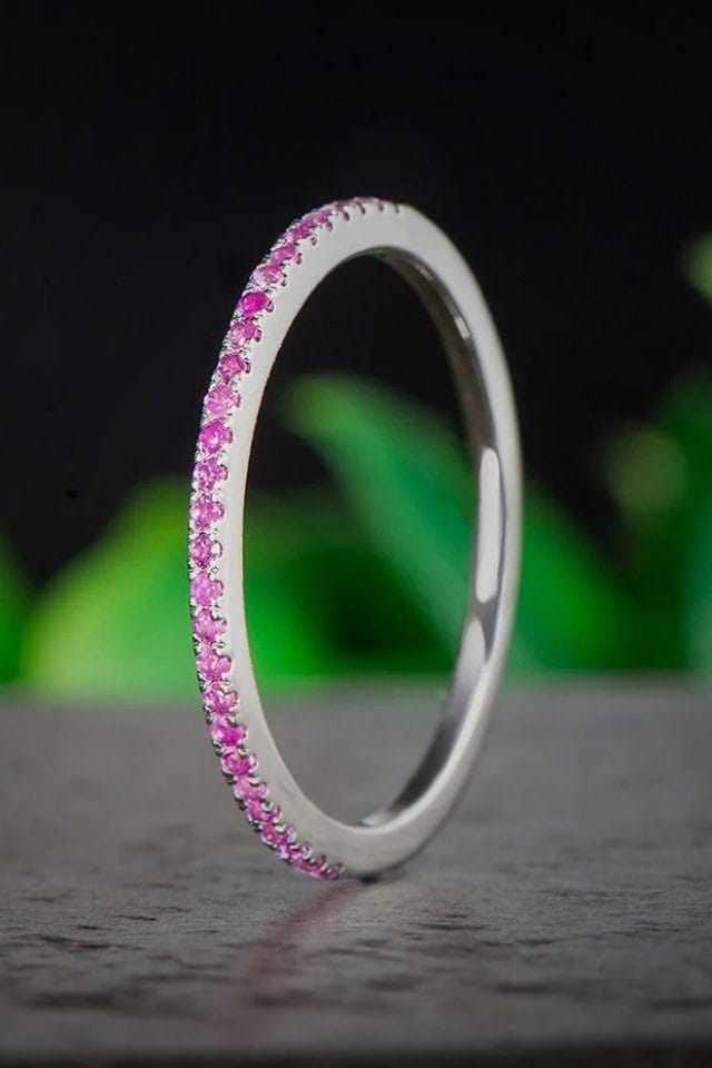 Inel tennis argint cu pietre colorate roz fucsia, Efyra